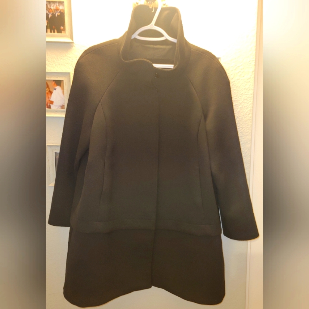 Zara Basic Black Wool Lined Jacket Coat Sz XL